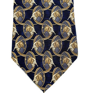 Bull Parker Sage Silk Tie Tan Blue Rodeo Horse Riding USA Made Animal Office